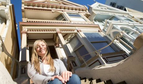 Leah Culver in front of the Pink Painted Lady in February 2020.