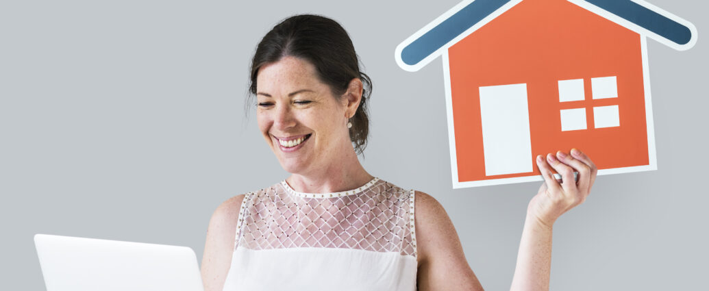 A woman with computer security icon