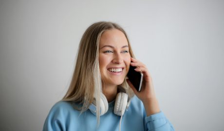 Photo by Andrea Piacquadio: https://www.pexels.com/photo/woman-in-blue-long-sleeve-shirt-holding-black-smartphone-3767421/