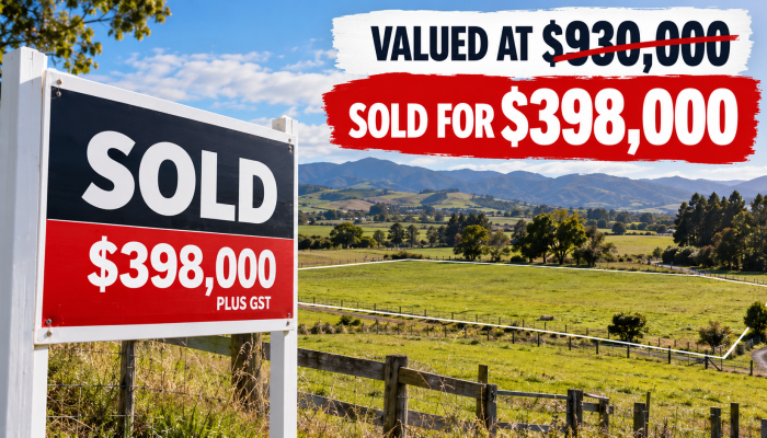 Rural Wairarapa land illustrating a mortgagee sale dispute involving a $930,000 valuation and $398,000 sale.
