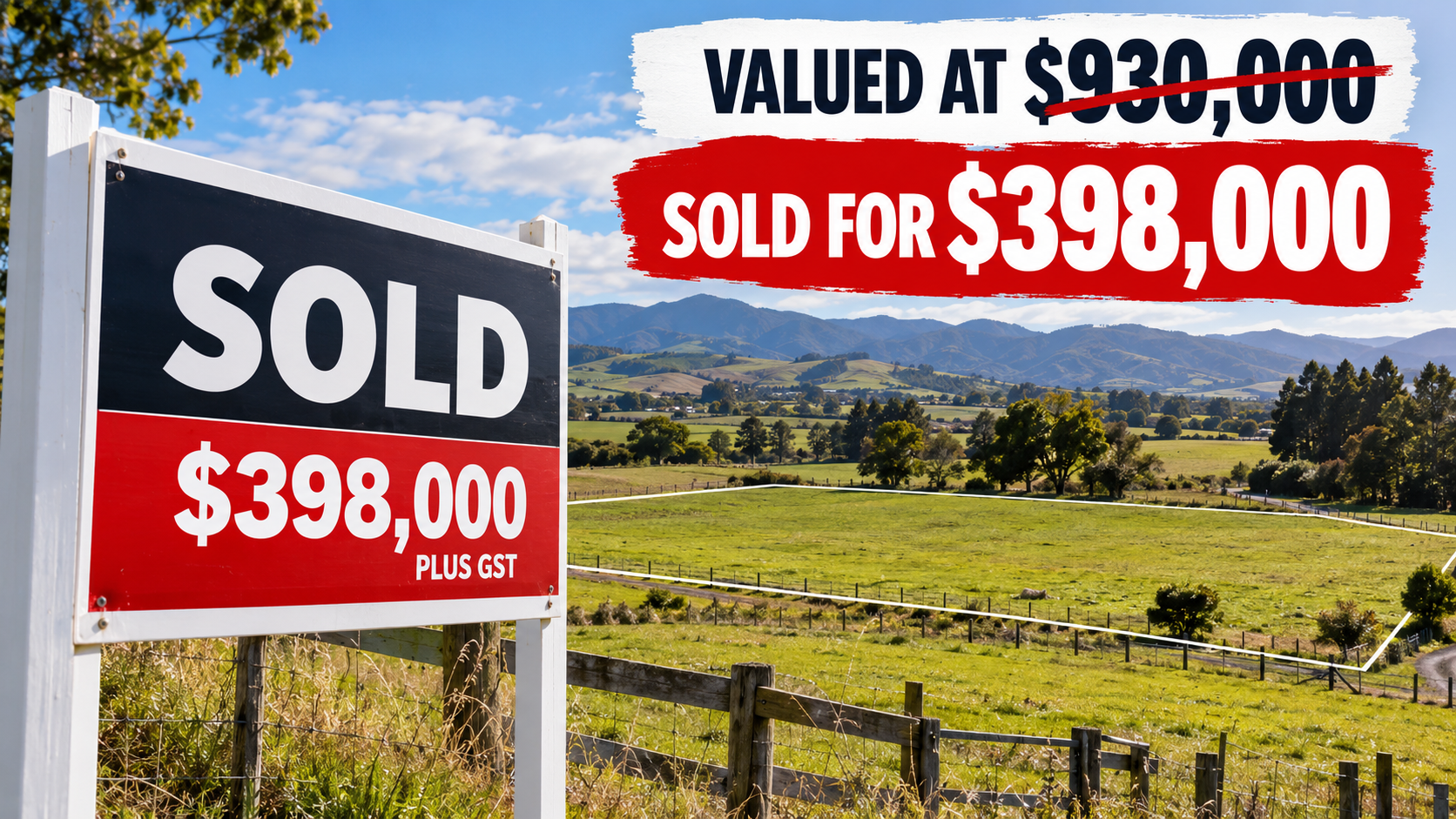 Rural Wairarapa land illustrating a mortgagee sale dispute involving a $930,000 valuation and $398,000 sale.